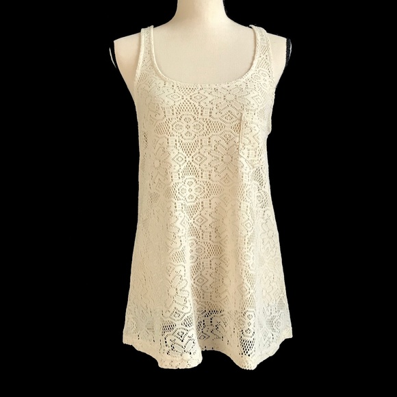 Tea & Rose Tops - Tea & Rose Cream Lace Racer Back Tank Top